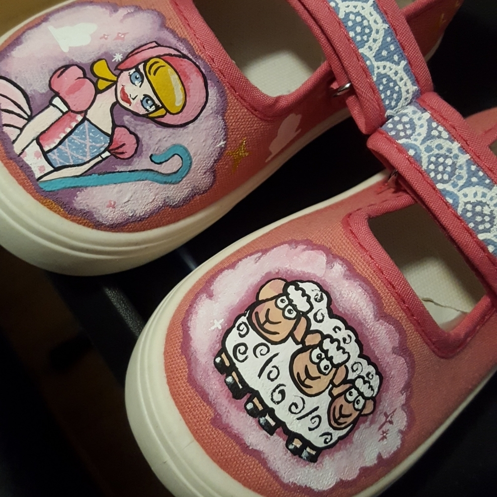 Bo Peep Painted Shoes